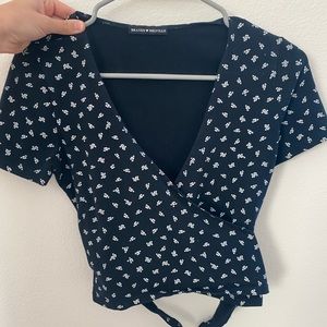 Navy Blue Floral Brandy Melville Top